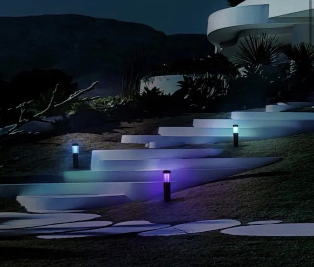 Black RGB Integrated LED Smart Wi-Fi Round Landscape Path Light