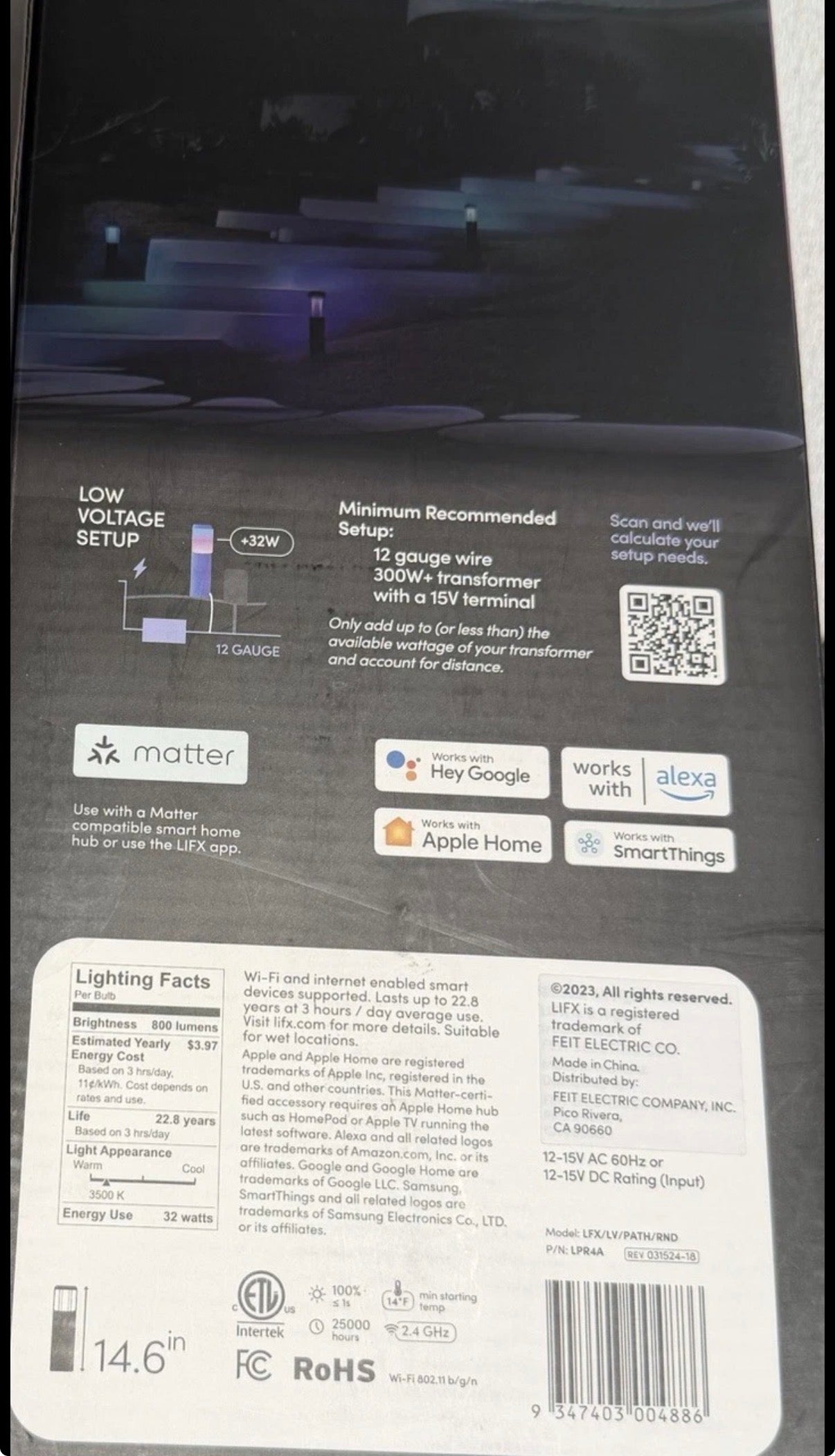 Black RGB Integrated LED Smart Wi-Fi Round Landscape Path Light