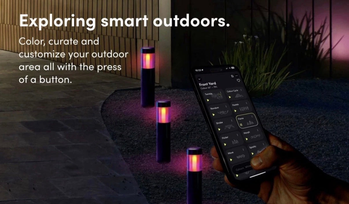 Black RGB Integrated LED Smart Wi-Fi Round Landscape Path Light