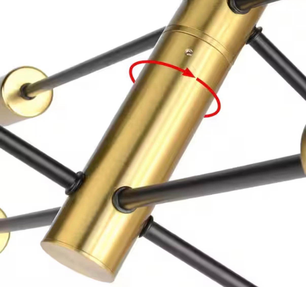 8-Light Gold Rustic Industrial Mid Century Sputnik Linear Chandelier